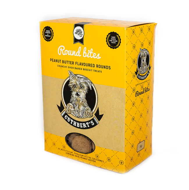 Peanut Butter Round Dog Biscuits orange yellow packaging