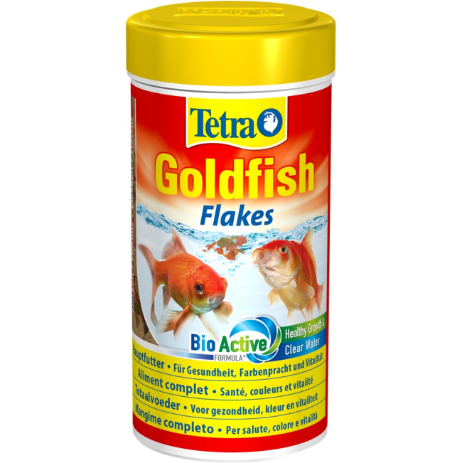Tetra Goldfish Flakes yellow and red packaging
