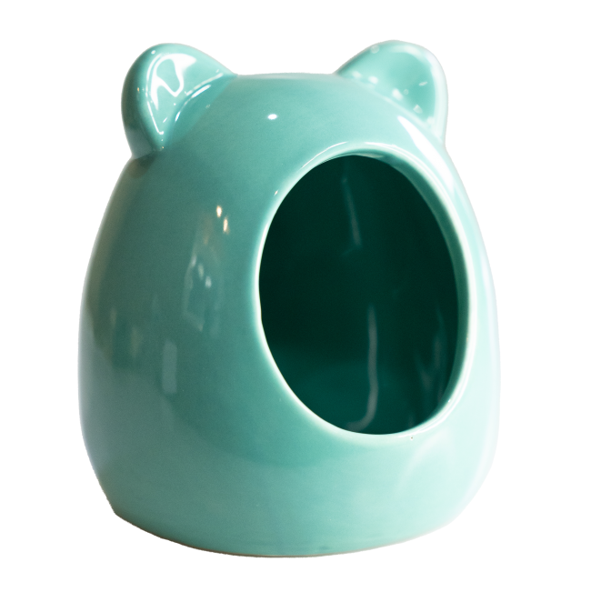 Beeztees Ceramic Rodent House close up mint green ceramic