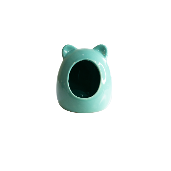 Beeztees Ceramic Rodent House front view mint green ceramin hideout