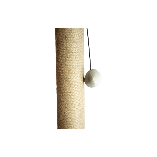 Yenna Cat Scratch Post close up of twine post with grey ball