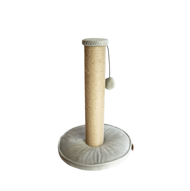 Yenna Cat Scratch Post full view, grey with brown twine