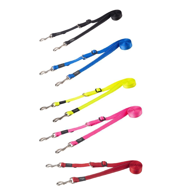 Control Multi Dog Lead all colors grouped - black, blue, red, dayglo and pink