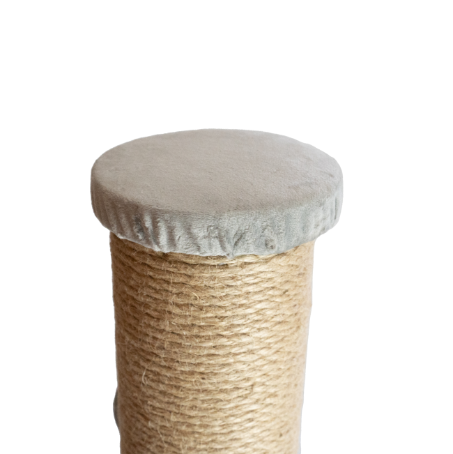 Yenna Cat Scratch Post close up of twine with velvet top of post
