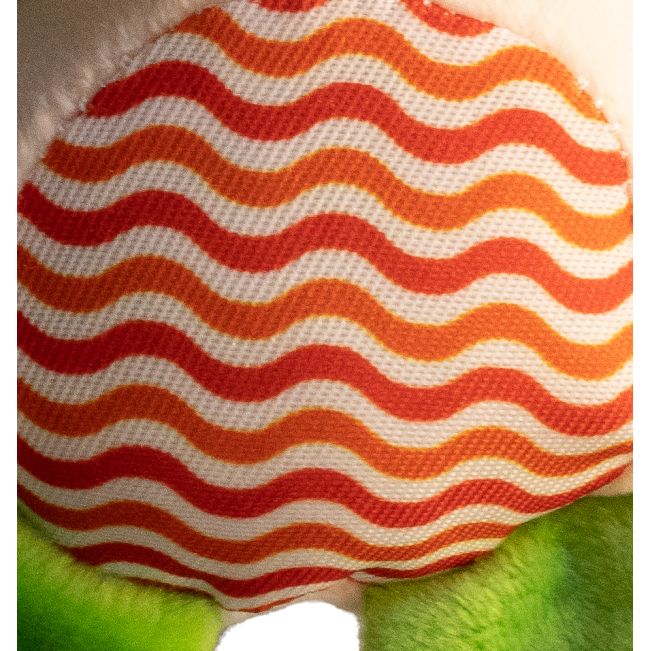 Rosewood Little Nippers Wise Owl close up of red and orange striped tummy