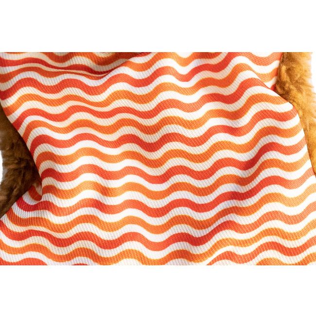 Little Nippers Cheeky Chimp Dog Toy close up of red and orange stripes