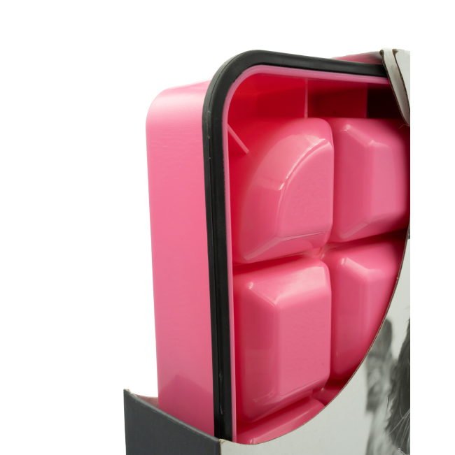 Anti-Scoff Pet Bowl - Waffle pink close up of nonslip rubber base and bottom