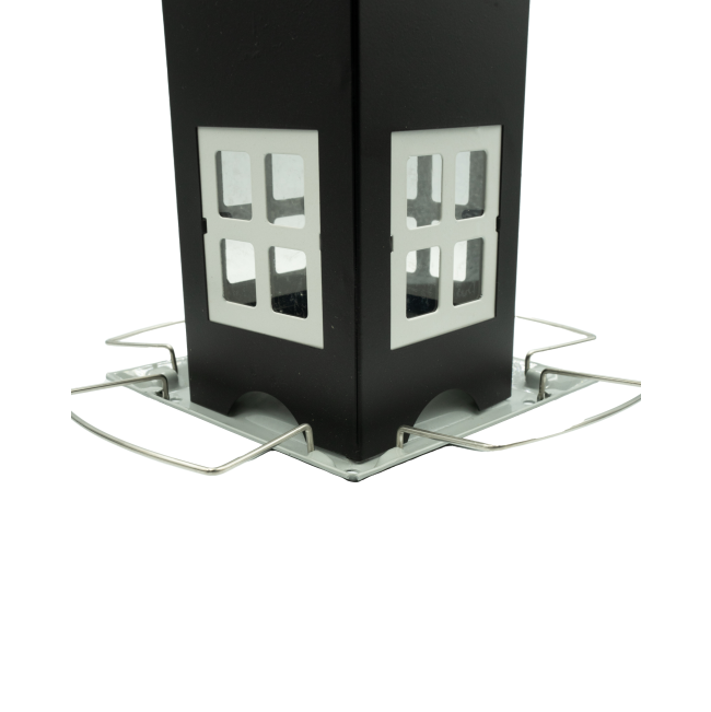House Feeder For Birds - Black close up of base with metal stands