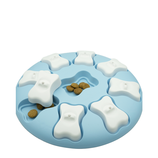 Nina Ottosson Puppy Smart Puzzle and Toy with bone out and kibbel inside