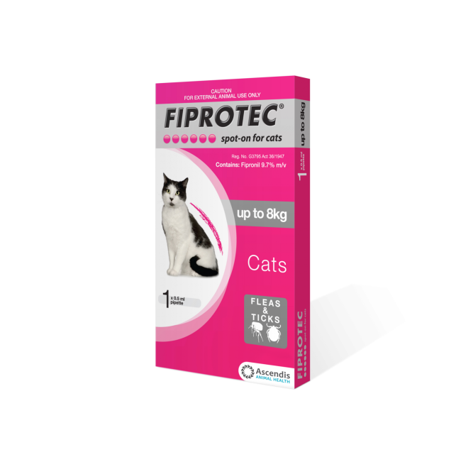 Fiprotec Spot On Tick & Flea Treatment for Cats pink box