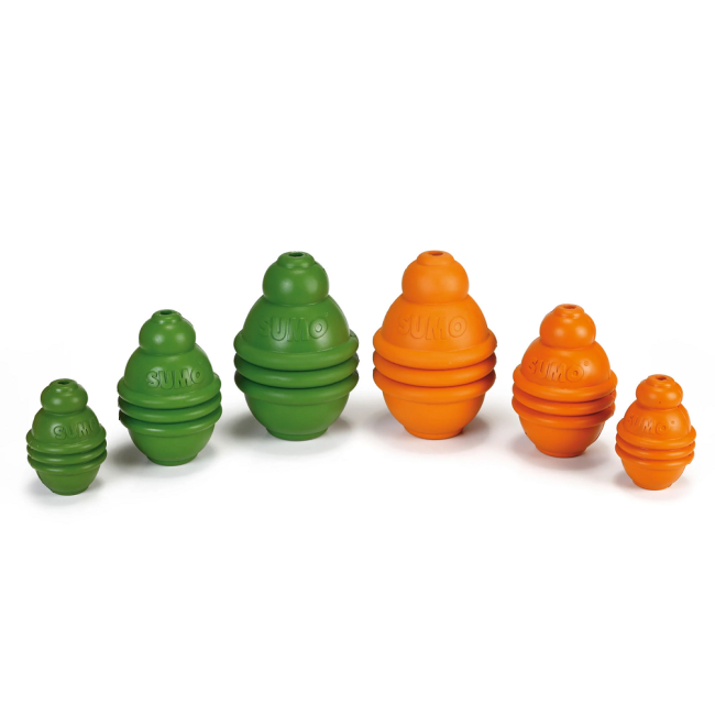Olive green rubber cone shaped dog toy