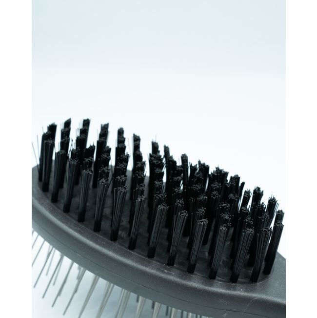 Double Sided Grooming Brush for Dogs close up of soft bristles