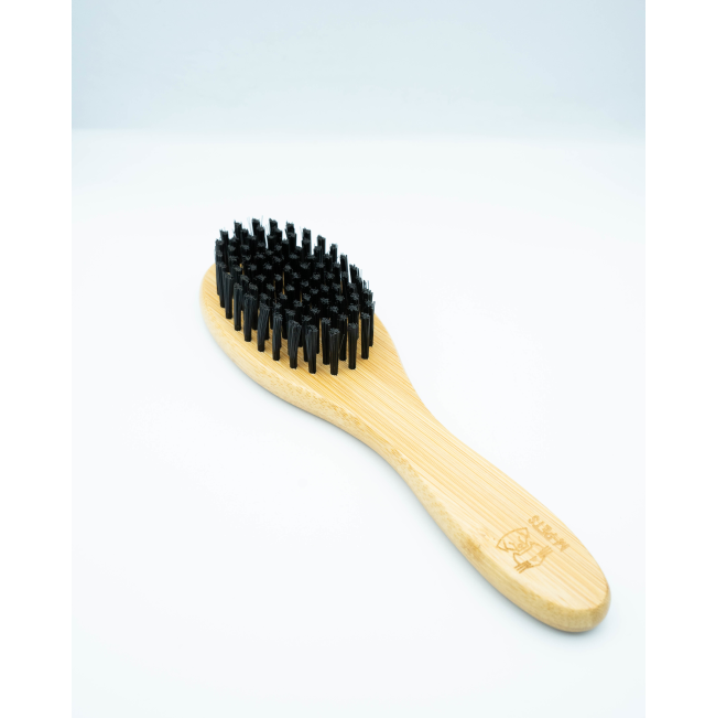 Bamboo Soft Bristle Brush angled view bamboo handle