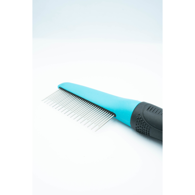 Up & Down Comb For Dogs black handle wit blue comb and metal teeth