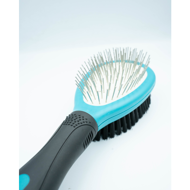 Double Sided Pin Brush For Dogs side with metal teeth