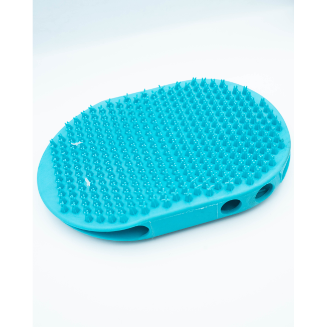 Rubber Grooming Mitt for Dog side view with blue rubber nodules