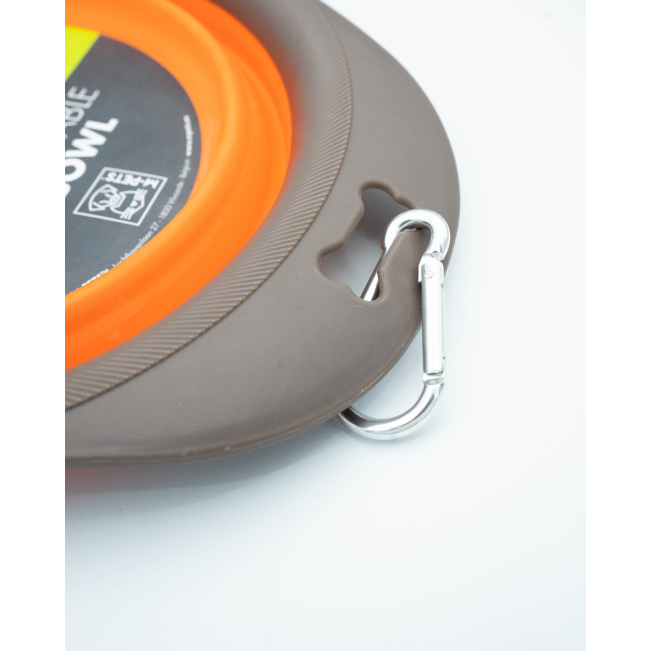 On The Road Foldable Pet Bowl orange with metal clip