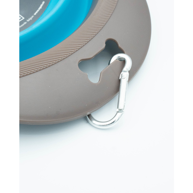 On The Road Foldable Pet Bowl blue with metal clip