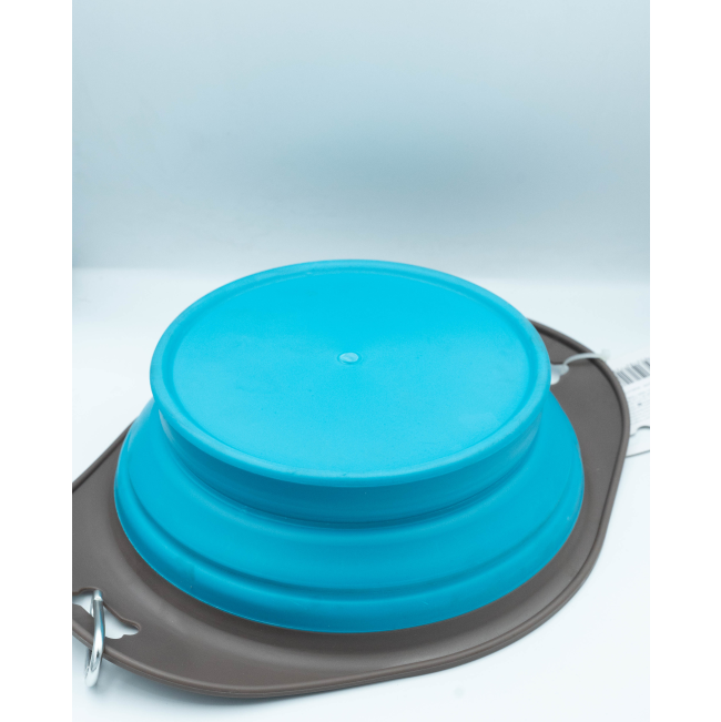 On The Road Foldable Pet Bowl blue design extended