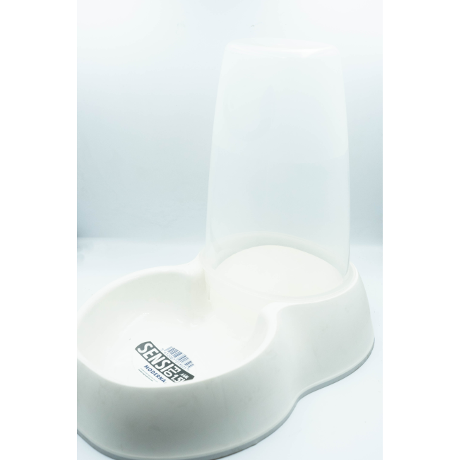 Sensiflo Cat Food & Water Dispenser withe color, with clear plastic compartment