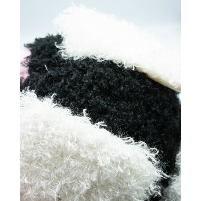 Rosewood Mister Twister Olga Ostrich Dog Toy close up of wool body