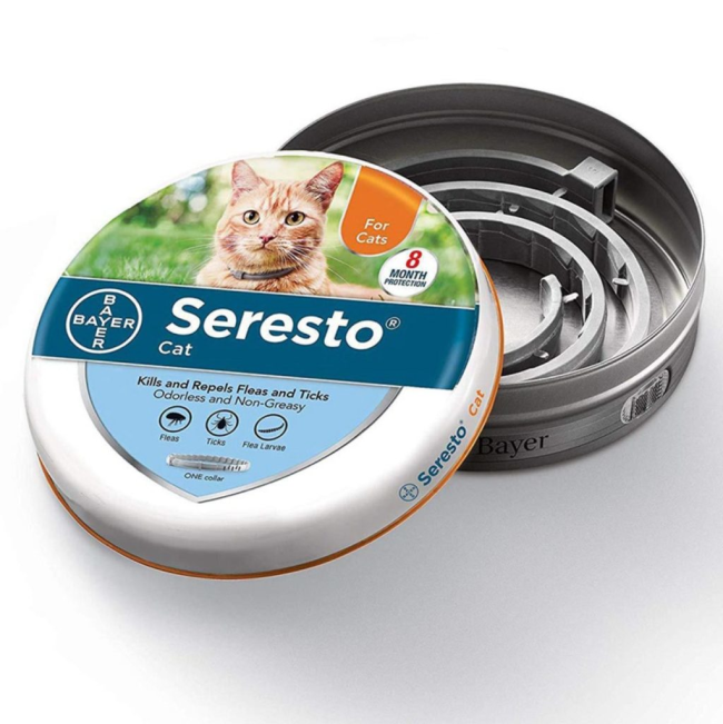 Seresto Tick and Flea Collar for Cats grey collar in tin