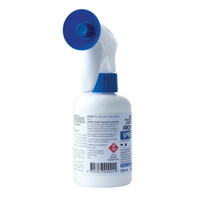 Frontline Spray Treatment for Tick & Fleas on Dogs and Cats bigger bottle spray nozzle