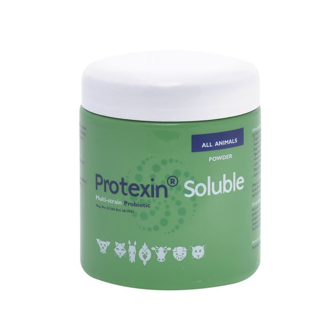Protexin Soluble Probiotic Powder for Pets 250g tub with green and white colors