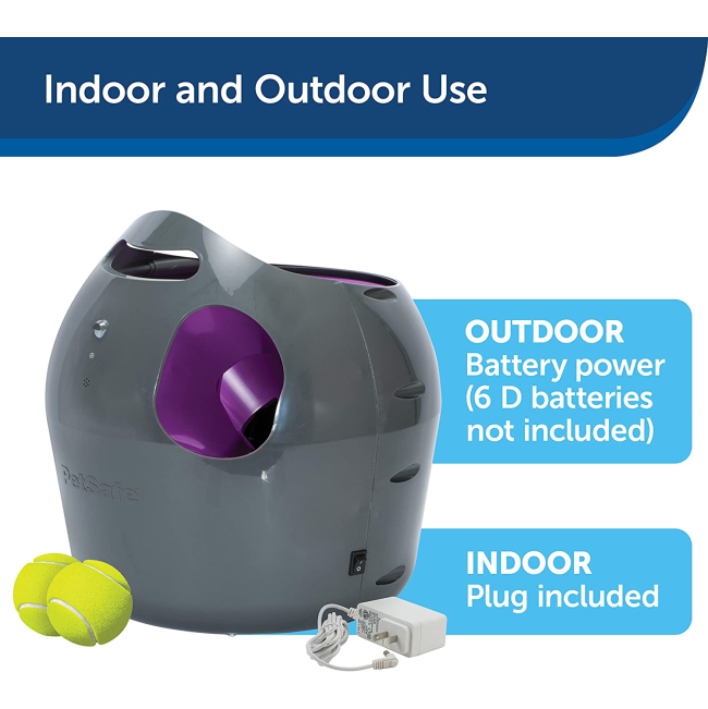 Automatic Ball Launcher information picture for outdoor and indoor use