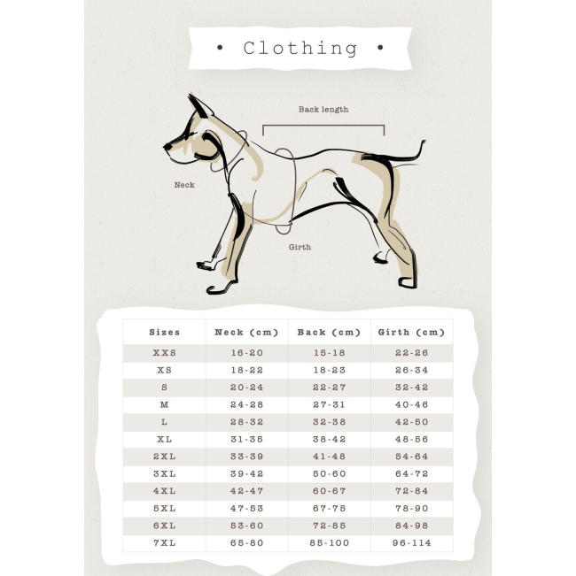 Dog Days Official Sharks Rugby Dog Hoodie sizing guideline