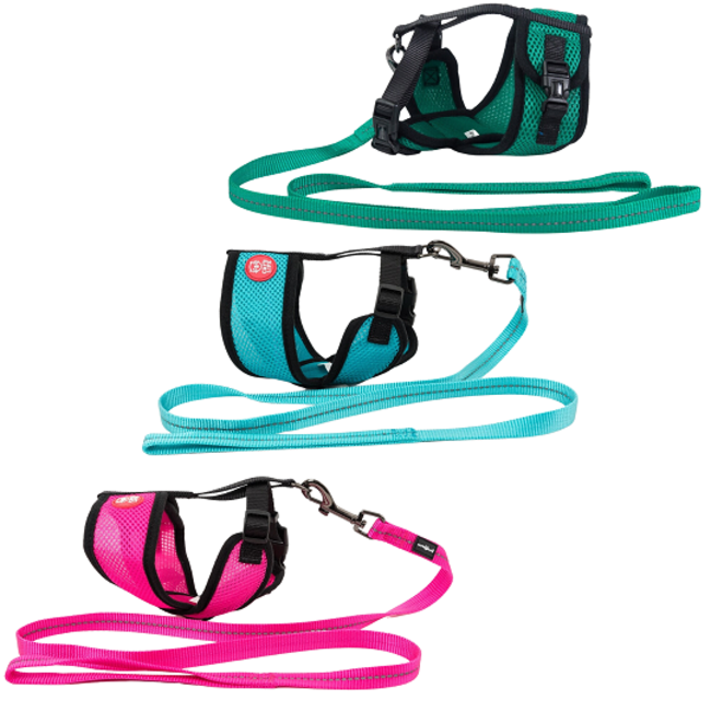 Cats Life Cat Harness and Lead, pink, blue and green
