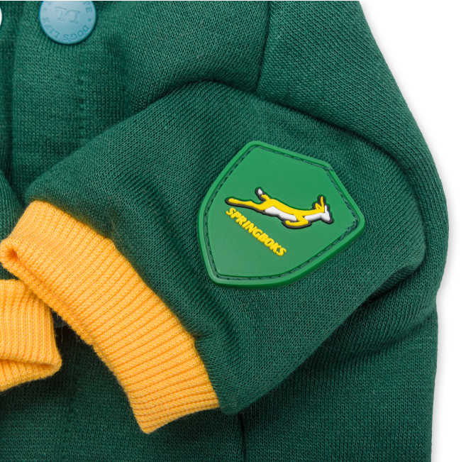Dog Days Official Boks Rugby Dog Hoodie close up of sleeve with boks emblem