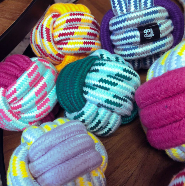 Candy Rope Dog Ball Toy all colours together