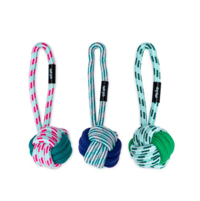 Rope Knot Dog Ball Toy green, yellow, blue, pink and maize