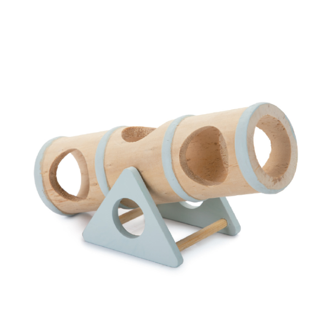 Clovis See-Saw Wooden Rodent Toy with light blue accents