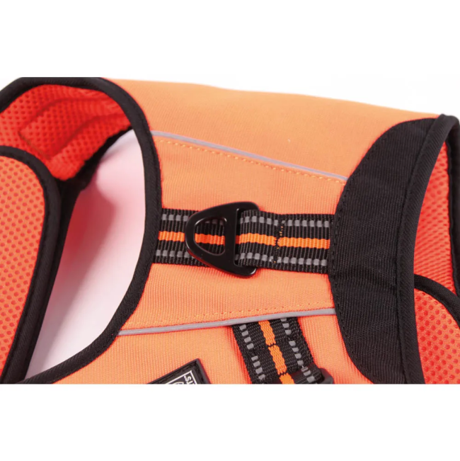 Triangle Walking Dog Harness orange and black close up