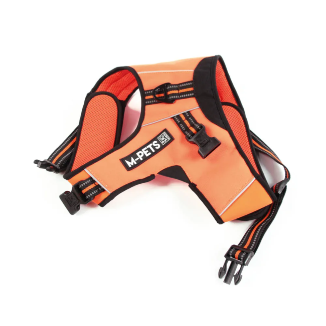 Triangle Walking Dog Harness orange and black opened