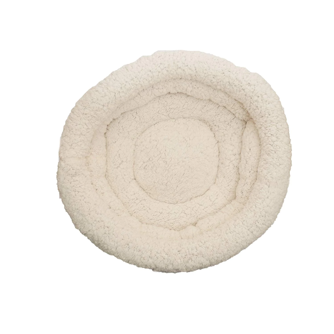 Deep Tweed Teddy Bear Pet Bed view from top of white inner fleece material