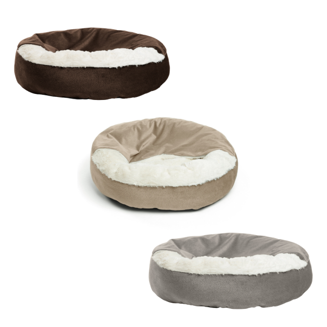 Cozy Cuddler Semi-Covered Pet Bed brown, wheat and grey