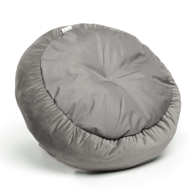 Cozy Cuddler Semi-Covered Pet Bed bottom of grey coloured bed