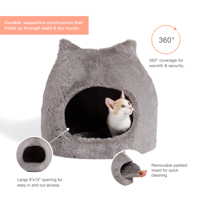 Meow Hut Covered Cat Bed grey colour information bed