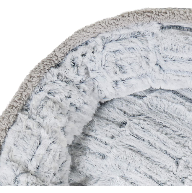Deep Plush Grey Donut Pet Bed close up top view of plush inner