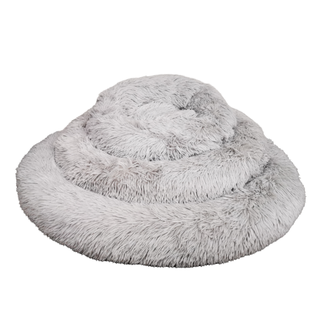 Plush Donut Calming Pet Bed grey all 3 Sizes