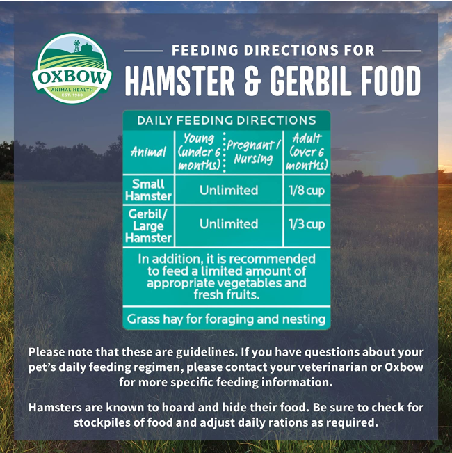 Garden Select Hamster & Gerbil Food feeding guidelines