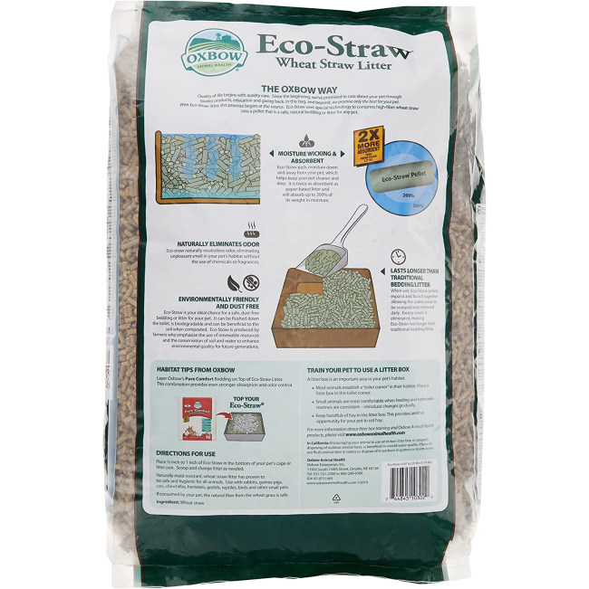 Eco-Straw Litter For Small Pets back of packaging