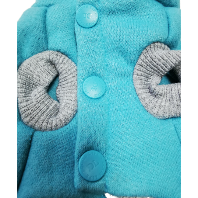 Dog Days Official Bulls Rugby Dog Hoodie close up of buttons