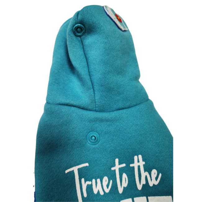 Dog Days Official Bulls Rugby Dog Hoodie button on hoodie