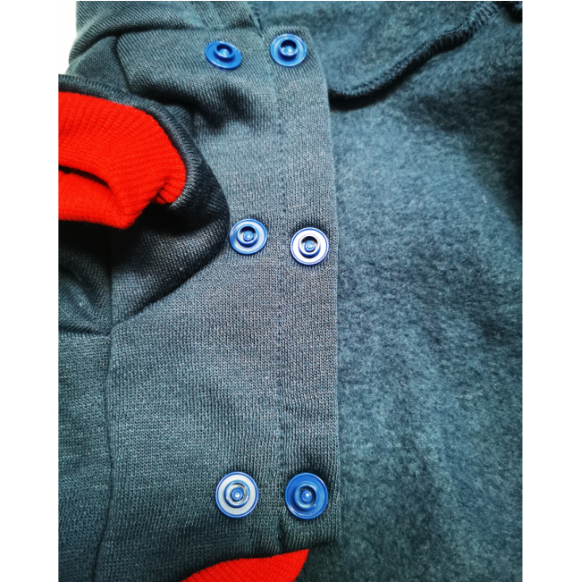 Dog Days I Am A Stormer Dog Hoodie close up of buttons opened