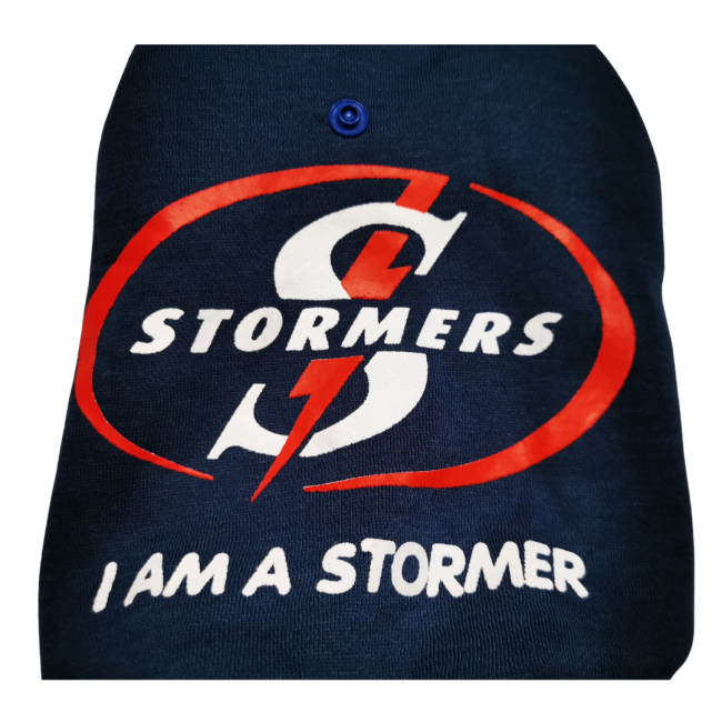 Dog Days I Am A Stormer Dog Hoodie close up of logo