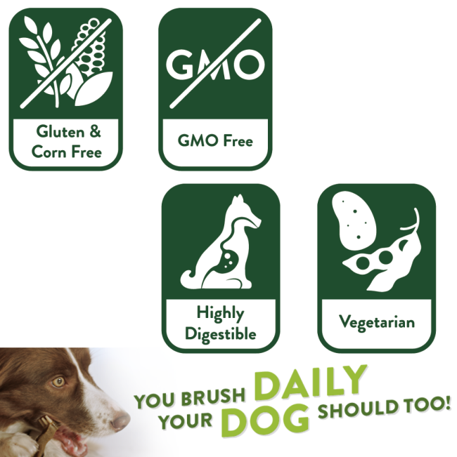 Whimzees Rice Bone Dental Dog Treats free of gluten, corn, GMO